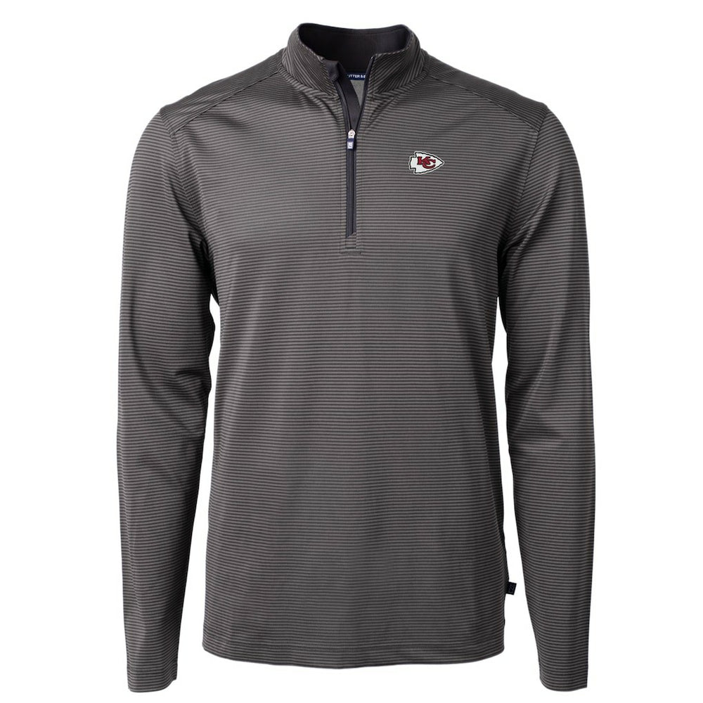Cutter & Buck Virtue Eco Pique Micro Stripe Recycled Quarter-Zip Pullover Top - Kansas City Chiefs