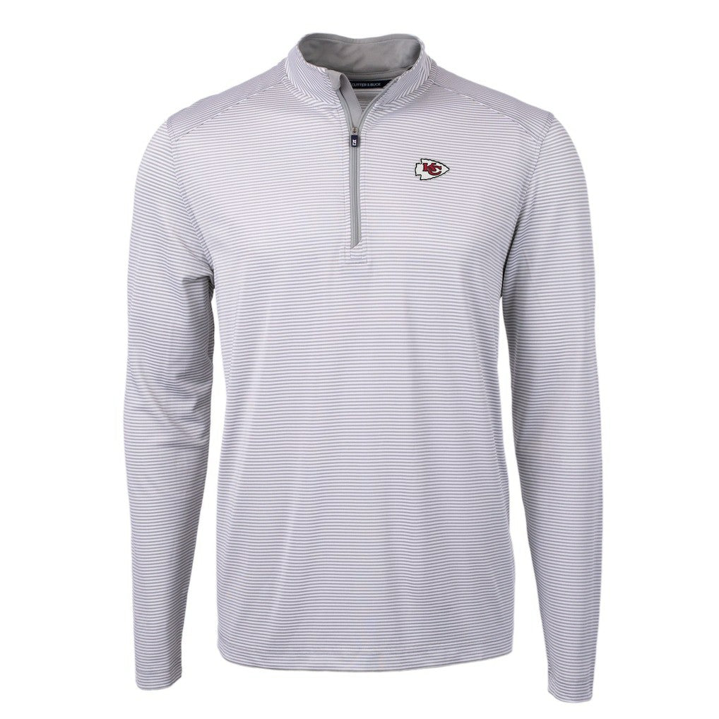 Cutter & Buck Virtue Eco Pique Micro Stripe Recycled Quarter-Zip Pullover Top - Kansas City Chiefs