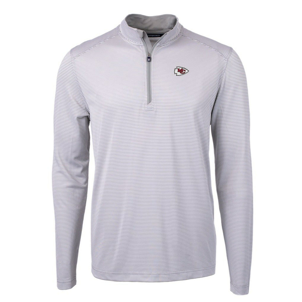 Cutter & Buck Virtue Eco Pique Micro Stripe Recycled Quarter-Zip Pullover Top - Kansas City Chiefs