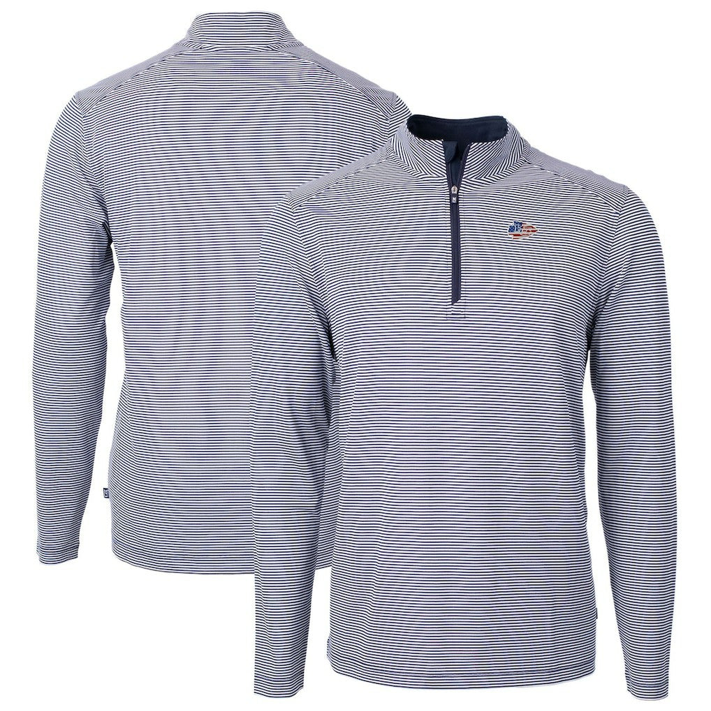 Cutter & Buck Virtue Eco Pique Micro Stripe Recycled Quarter-Zip Pullover Top - Kansas City Chiefs