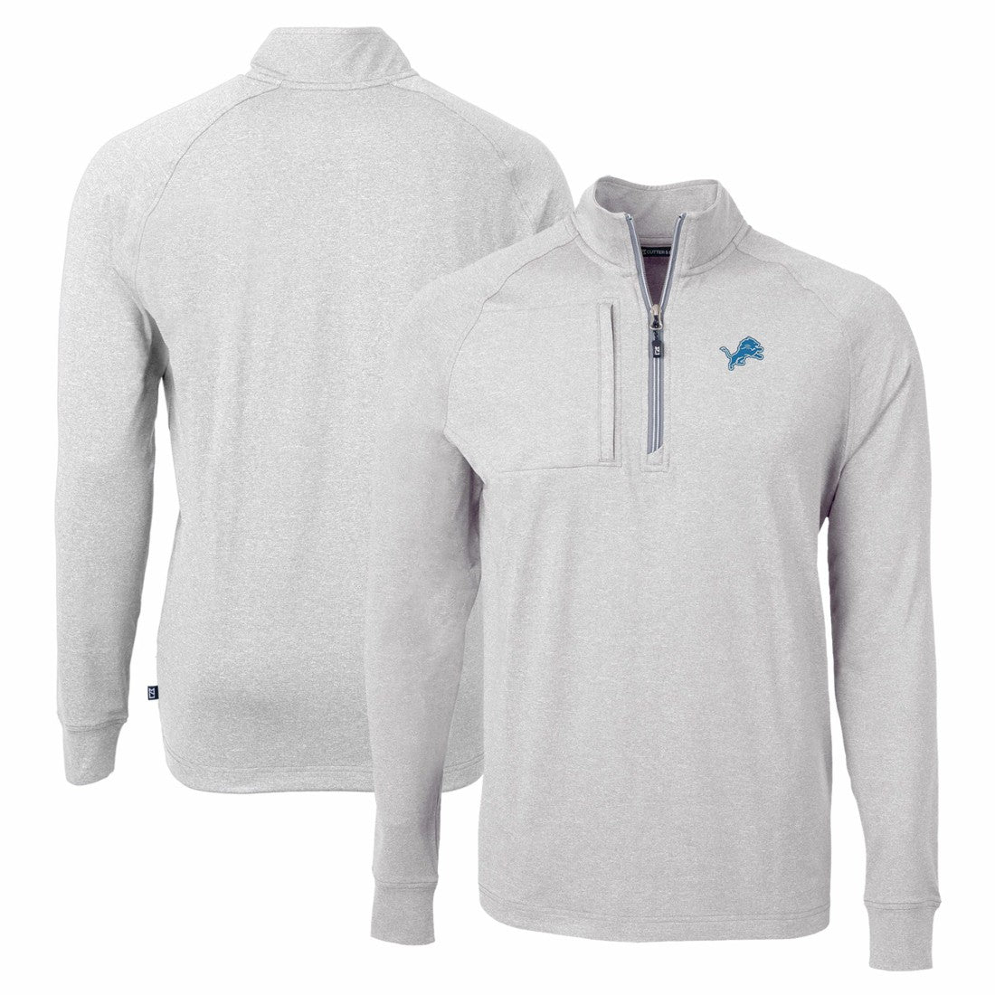 Cutter & Buck Adapt Eco Knit Quarter-Zip Pullover Top - Detroit Lions