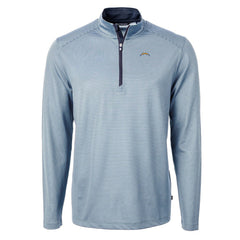 Cutter & Buck Virtue Eco Pique Micro Stripe Recycled Quarter-Zip Pullover Top - Los Angeles Chargers