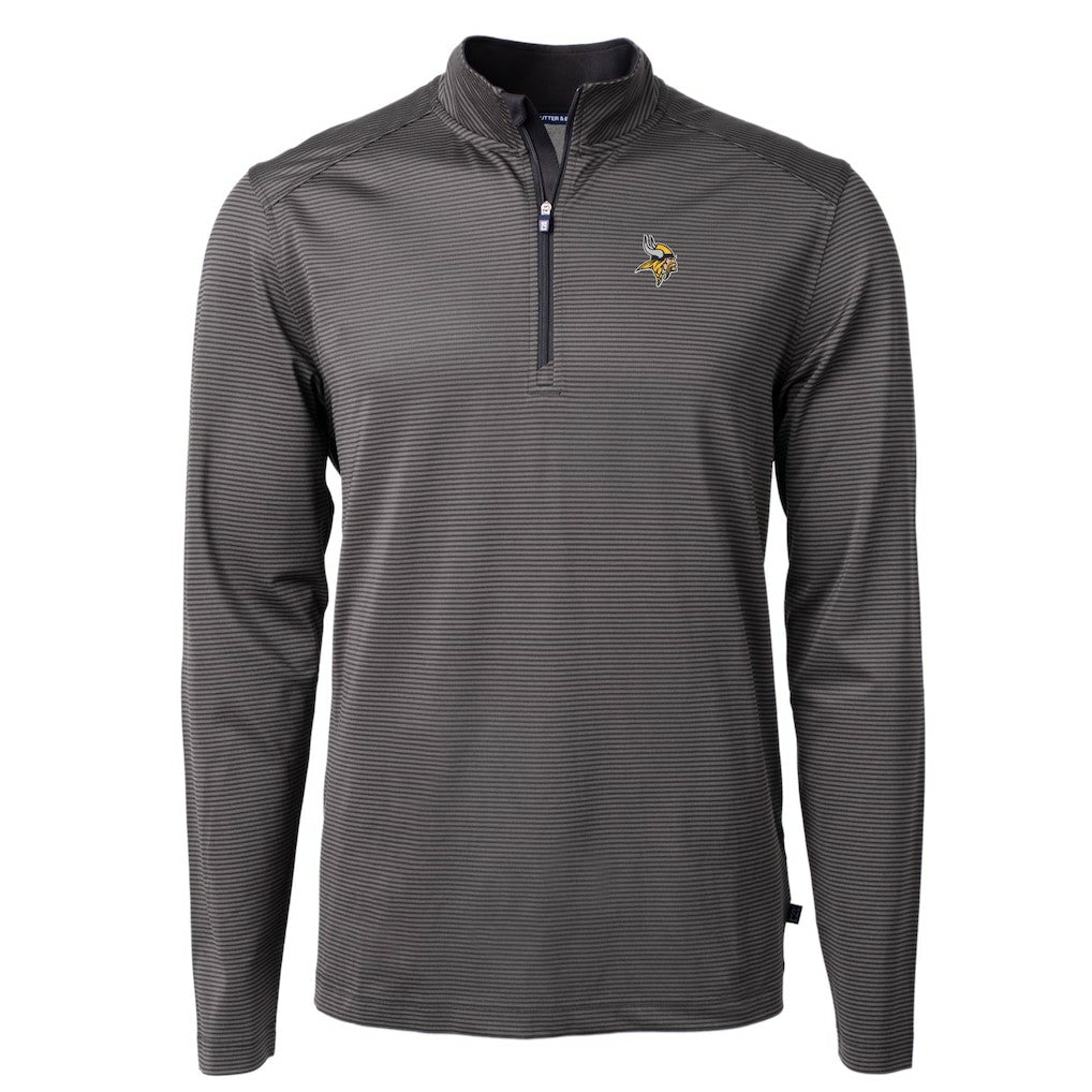 Cutter & Buck Virtue Eco Pique Micro Stripe Recycled Quarter-Zip Pullover Top - Minnesota Vikings