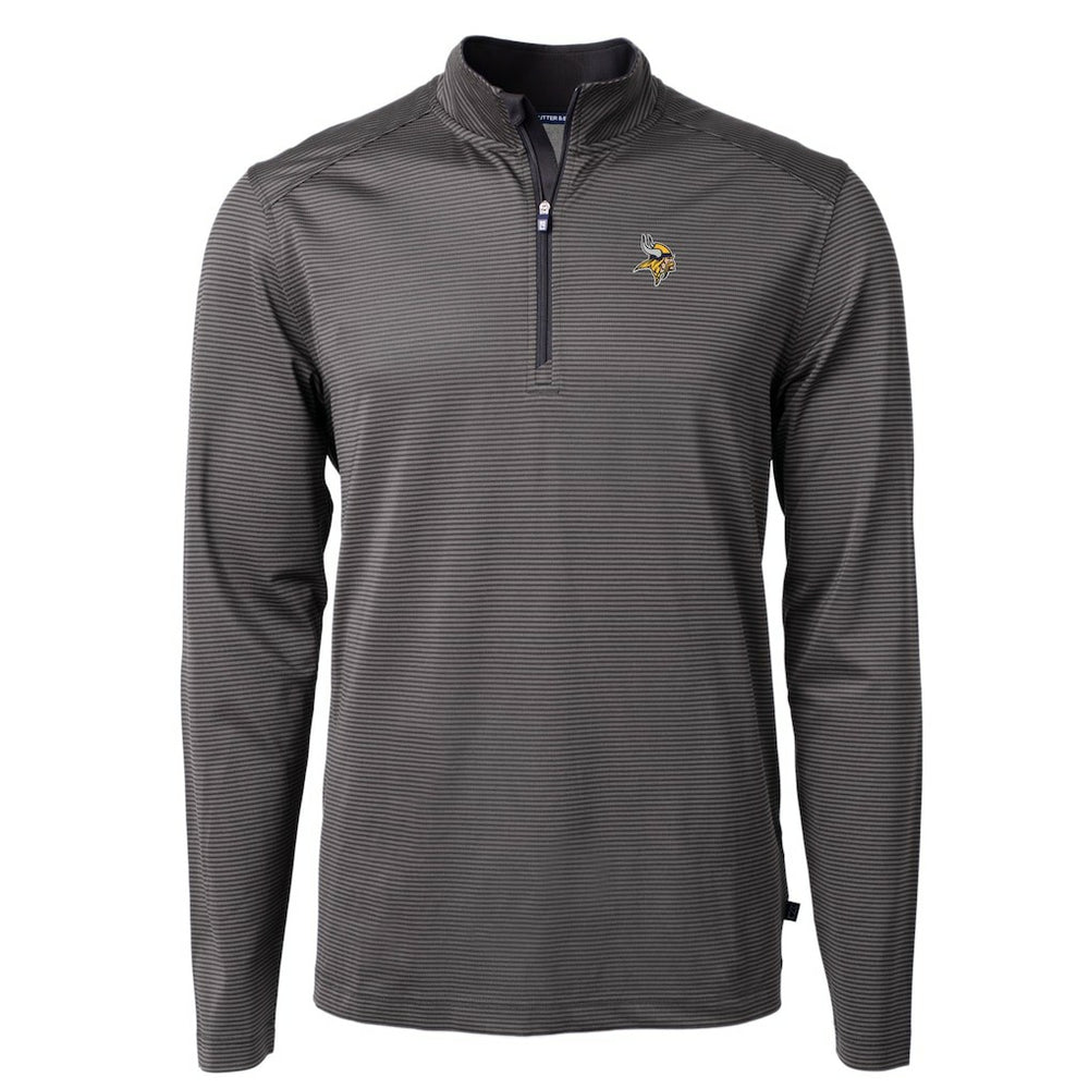 Cutter & Buck Virtue Eco Pique Micro Stripe Recycled Quarter-Zip Pullover Top - Minnesota Vikings