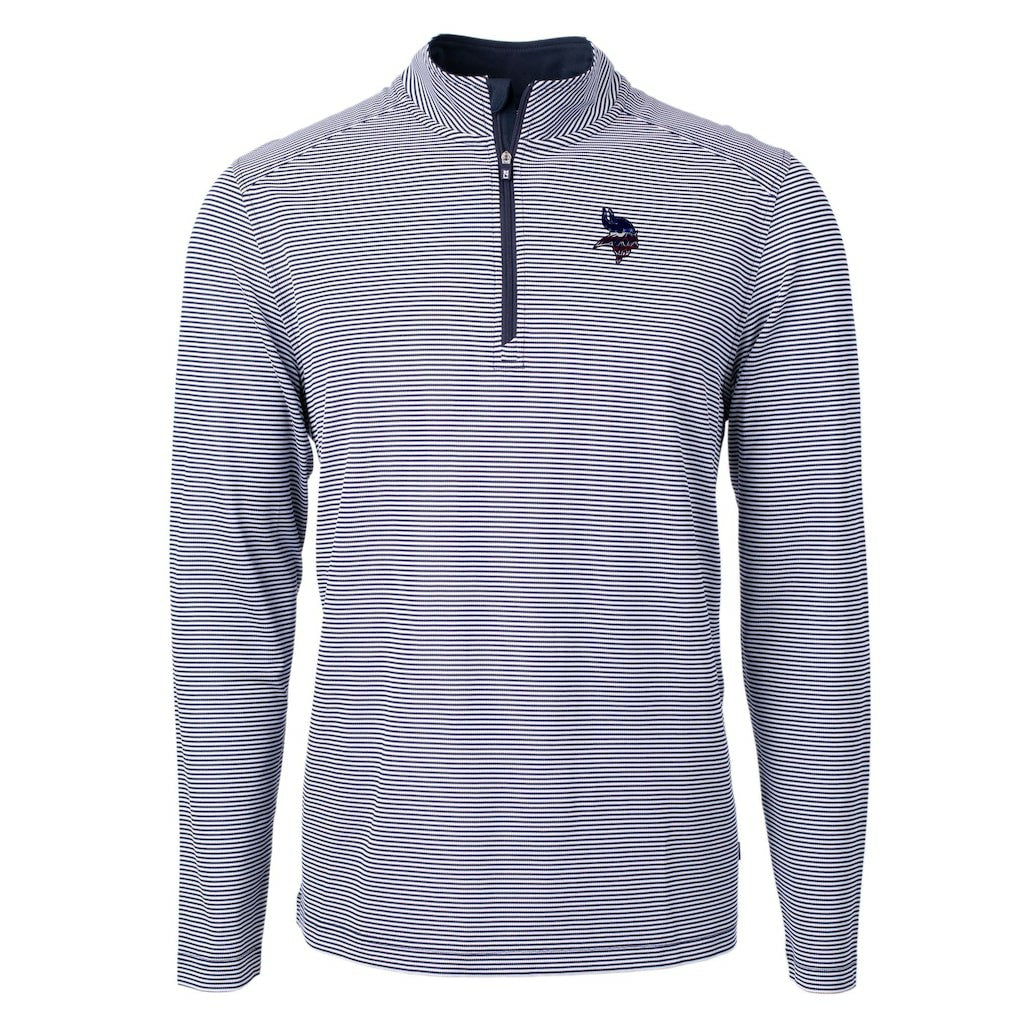 Cutter & Buck Virtue Eco Pique Micro Stripe Recycled Quarter-Zip Pullover Top - Minnesota Vikings