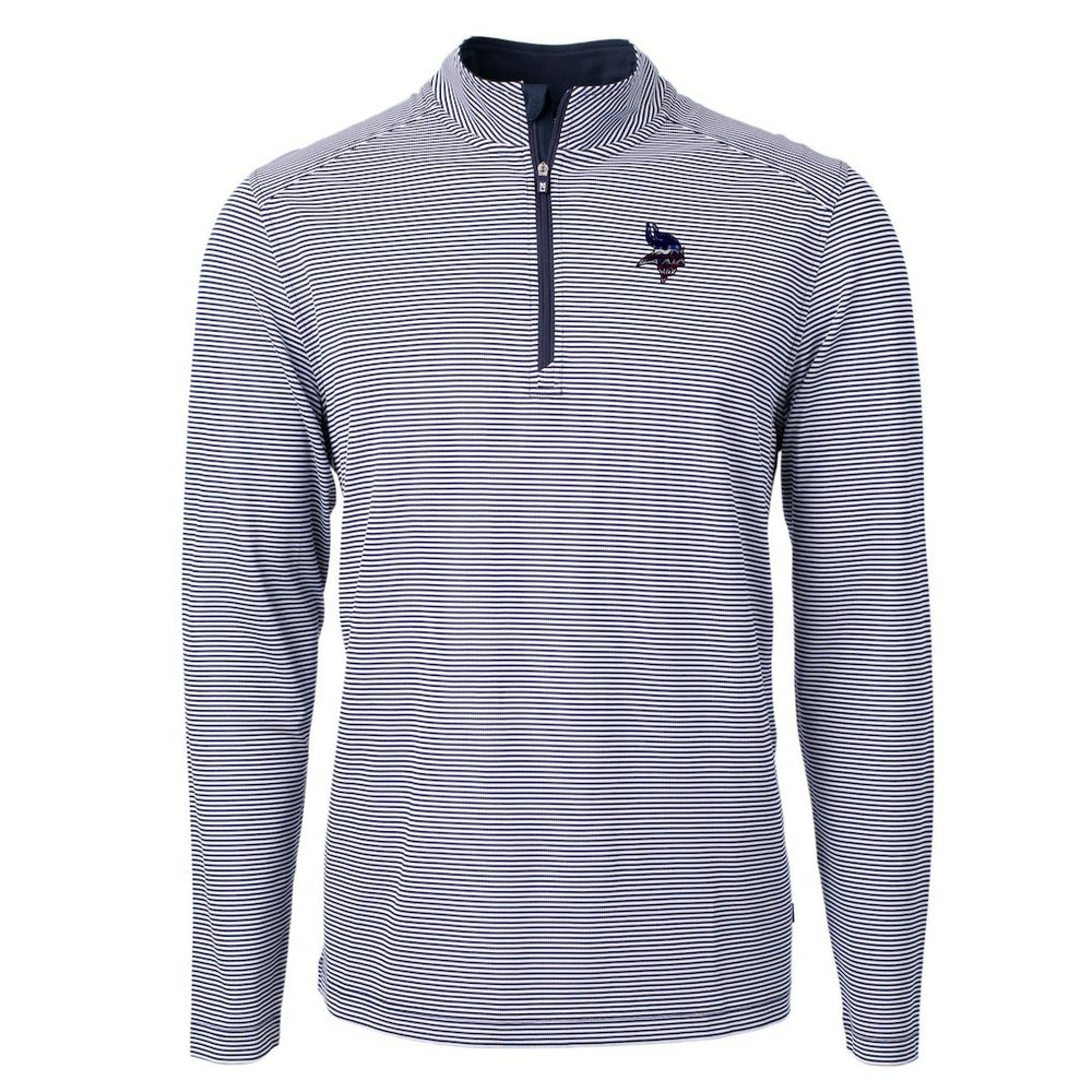 Cutter & Buck Virtue Eco Pique Micro Stripe Recycled Quarter-Zip Pullover Top - Minnesota Vikings