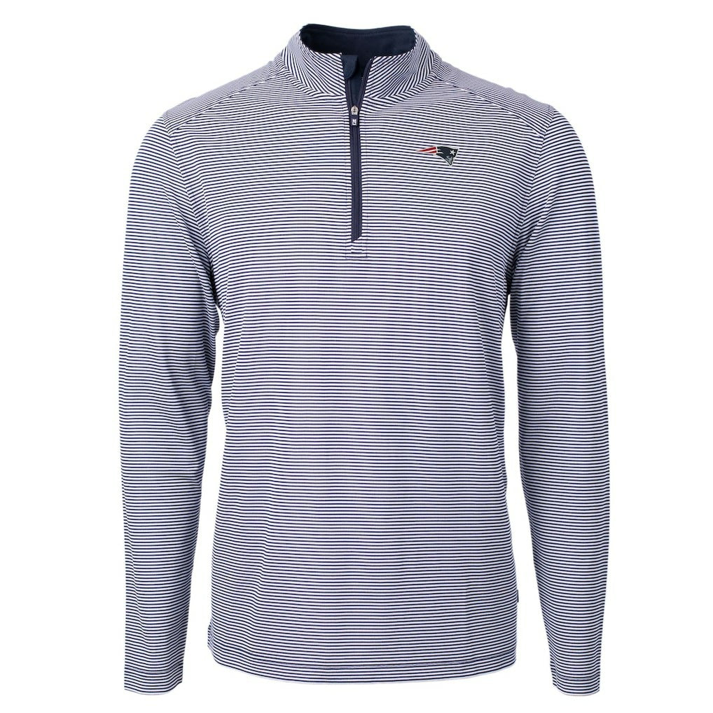 Cutter & Buck Virtue Eco Pique Micro Stripe Recycled Quarter-Zip Pullover Top - New England Patriots
