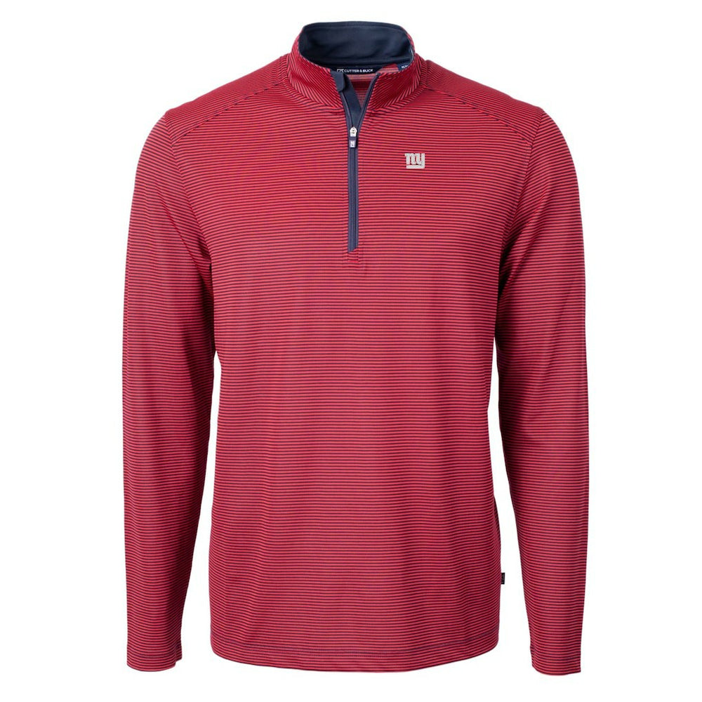 Cutter & Buck Virtue Eco Pique Micro Stripe Recycled Quarter-Zip Pullover Top - New York Giants