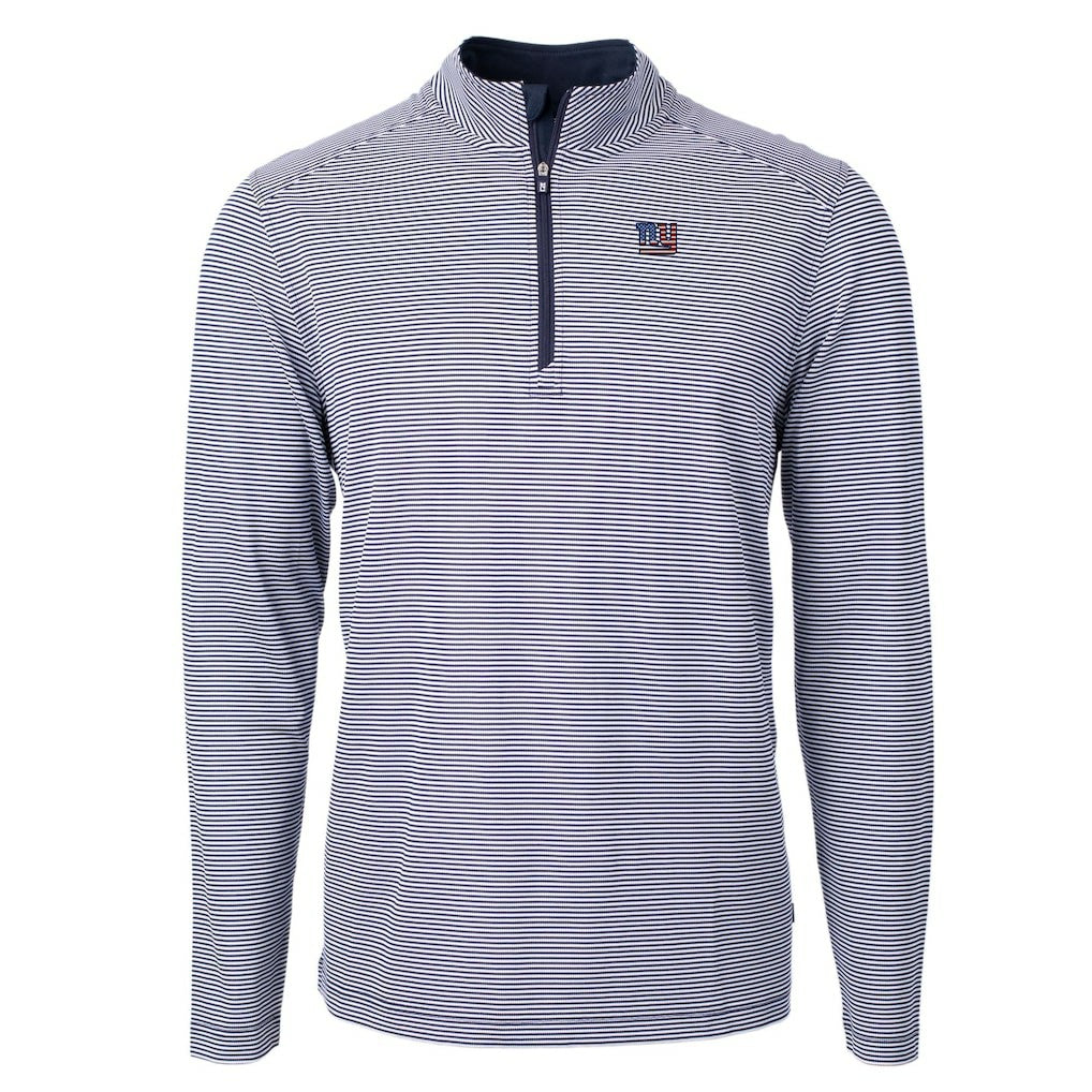 Cutter & Buck Virtue Eco Pique Micro Stripe Recycled Quarter-Zip Pullover Top - New York Giants