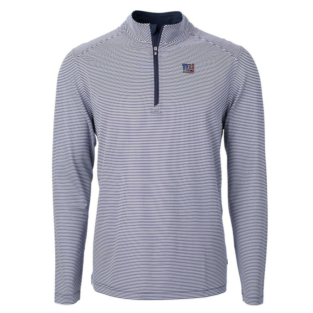 Cutter & Buck Virtue Eco Pique Micro Stripe Recycled Quarter-Zip Pullover Top - New York Giants