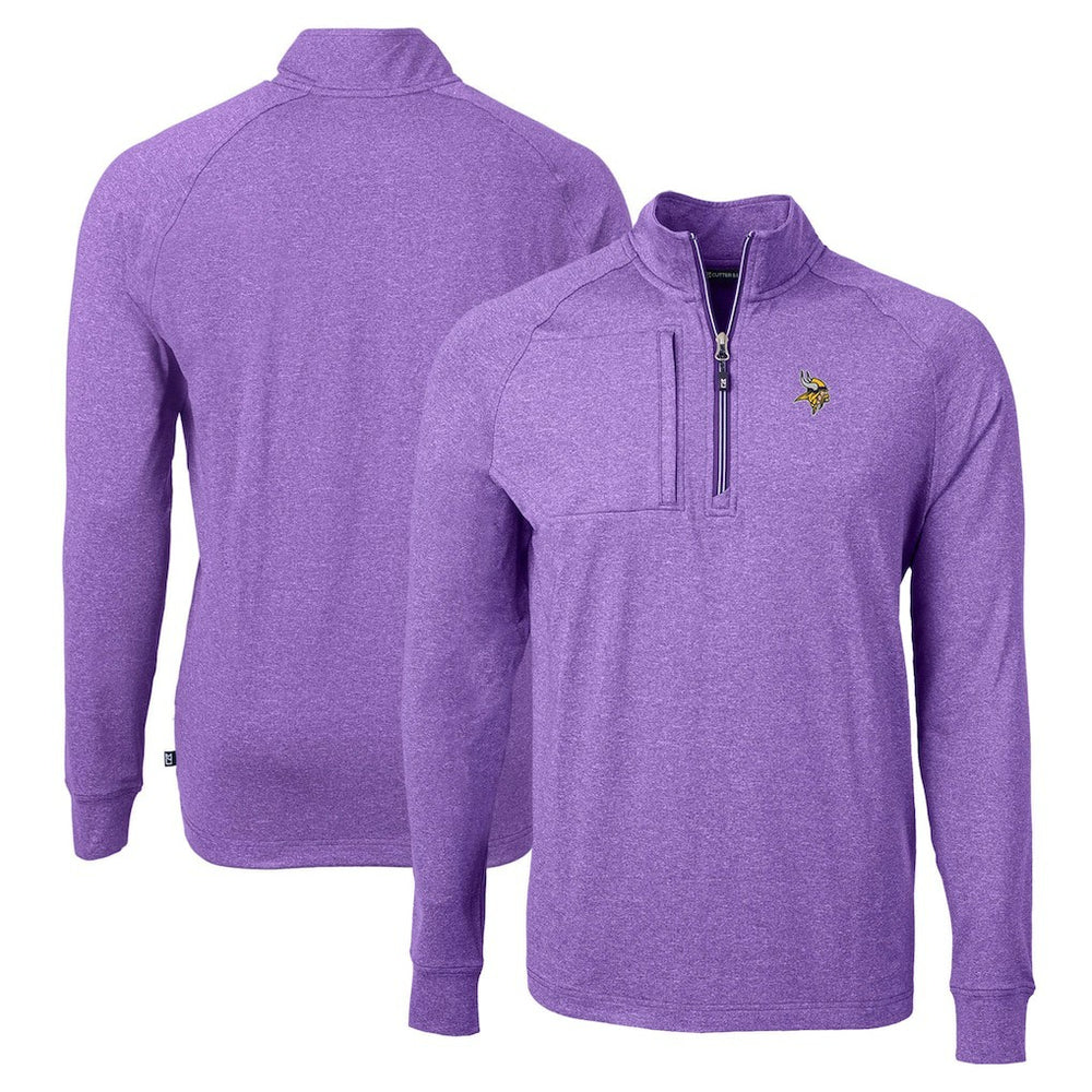 Cutter & Buck Adapt Eco Knit Quarter-Zip Pullover Top - Minnesota Vikings