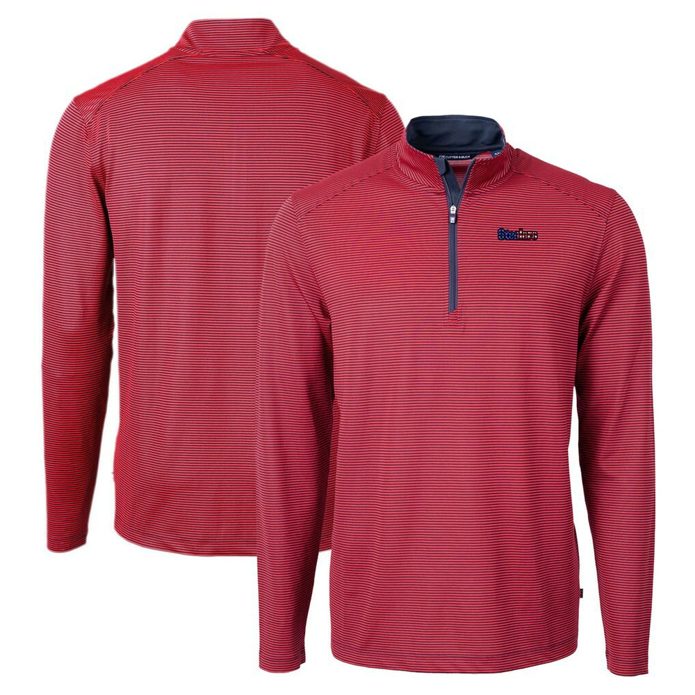 Cutter & Buck Virtue Eco Pique Micro Stripe Recycled Quarter-Zip Pullover Top - Pittsburgh Steelers