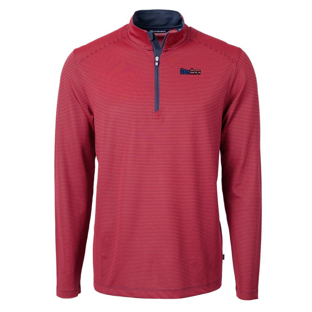 Cutter & Buck Virtue Eco Pique Micro Stripe Recycled Quarter-Zip Pullover Top - Pittsburgh Steelers