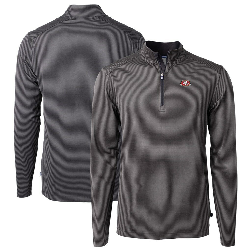 Cutter & Buck Virtue Eco Pique Micro Stripe Recycled Quarter-Zip Pullover Top - San Francisco 49ers
