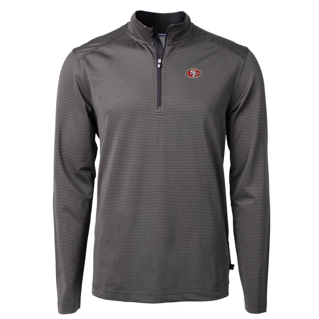 Cutter & Buck Virtue Eco Pique Micro Stripe Recycled Quarter-Zip Pullover Top - San Francisco 49ers