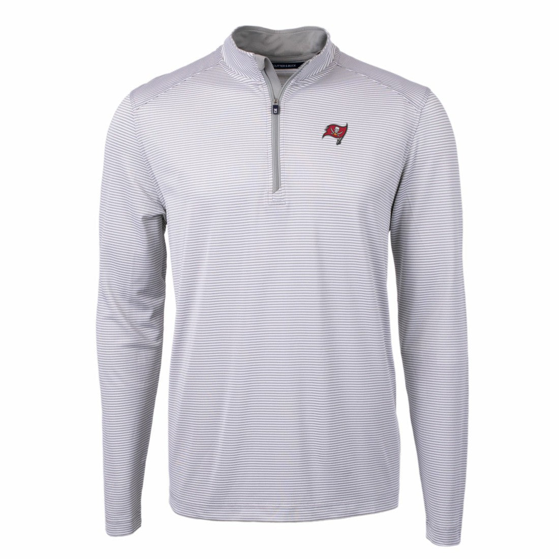 Cutter & Buck Virtue Eco Pique Micro Stripe Recycled Quarter-Zip Pullover Top - Tampa Bay Buccaneers