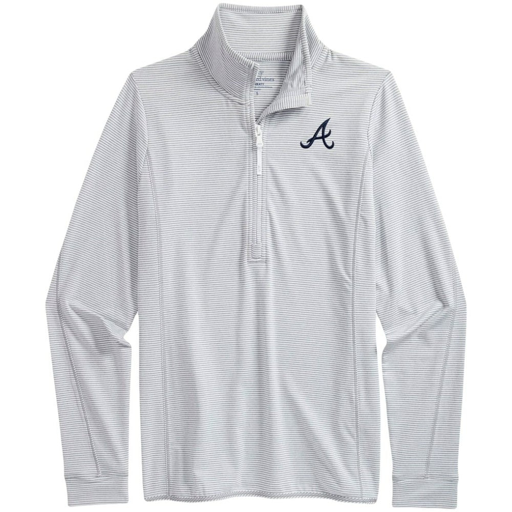 MLB Atlanta Braves Vineyard Vines Women's Microstripe Sankaty Half-Zip Top