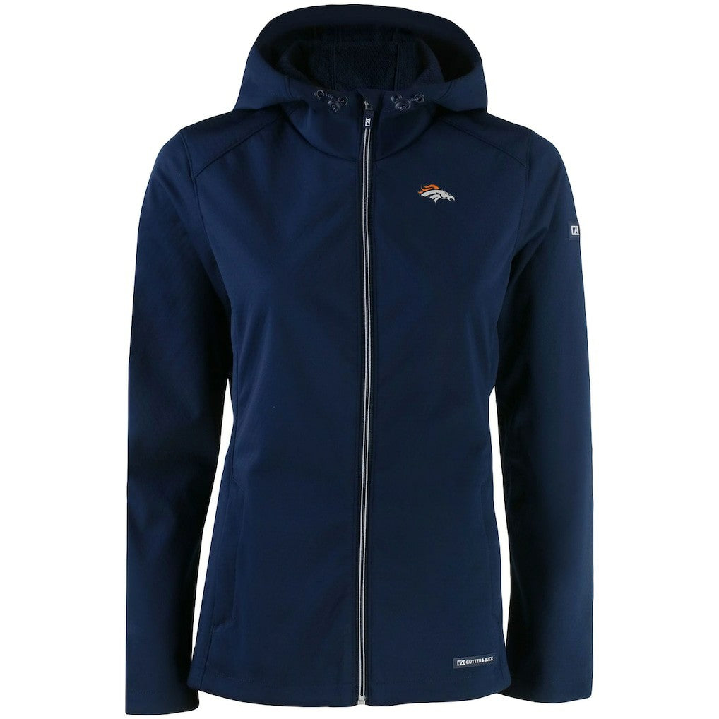 Cutter & Buck Women's Evoke Eco Softshell Recycled Full-Zip Hooded Jacket - Denver Broncos