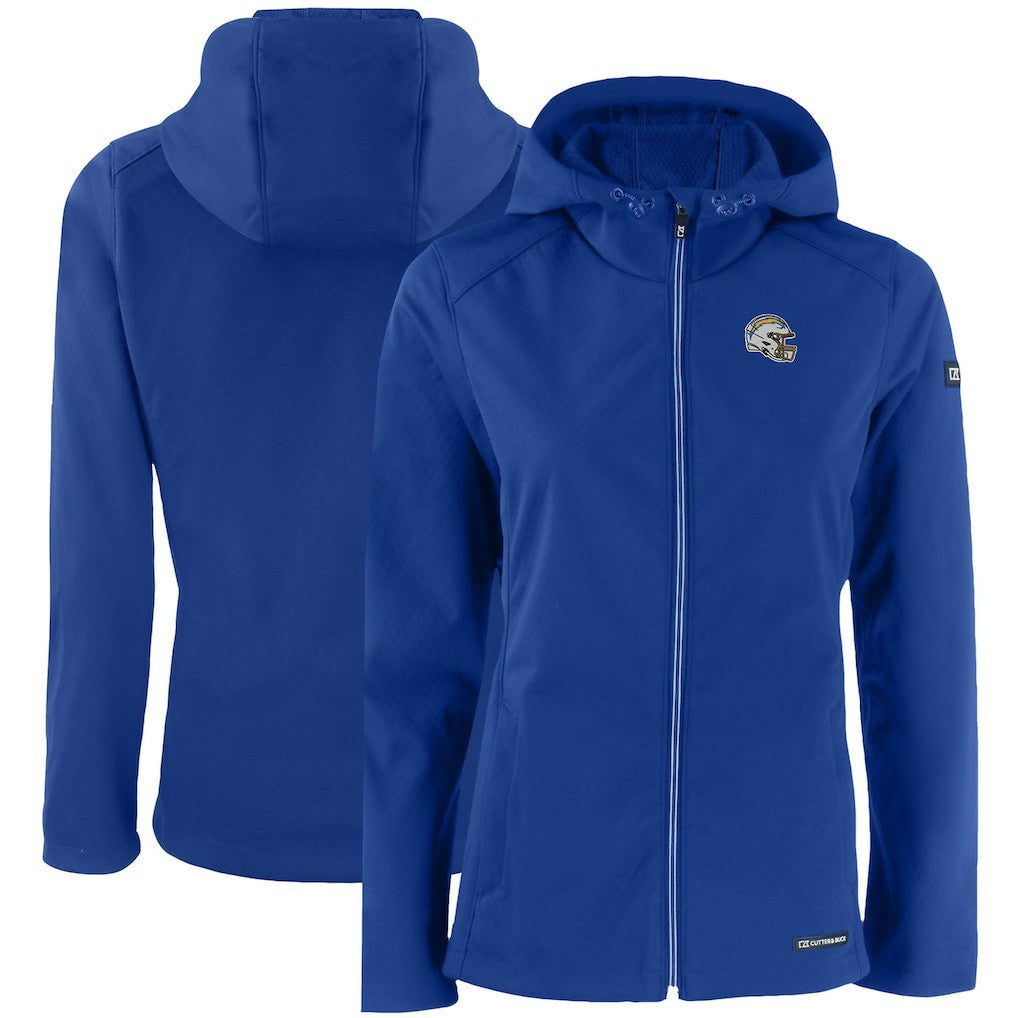 Cutter & Buck Women's Evoke Eco Softshell Recycled Full-Zip Hooded Jacket - Los Angeles Chargers