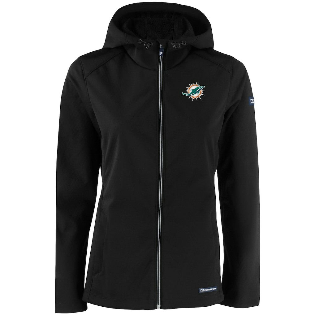 Cutter & Buck Women's Evoke Eco Softshell Recycled Full-Zip Hooded Jacket - Miami Dolphins