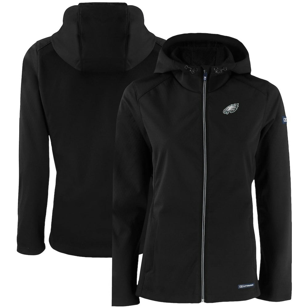 Cutter & Buck Women's Evoke Eco Softshell Recycled Full-Zip Hooded Jacket - Philadelphia Eagles