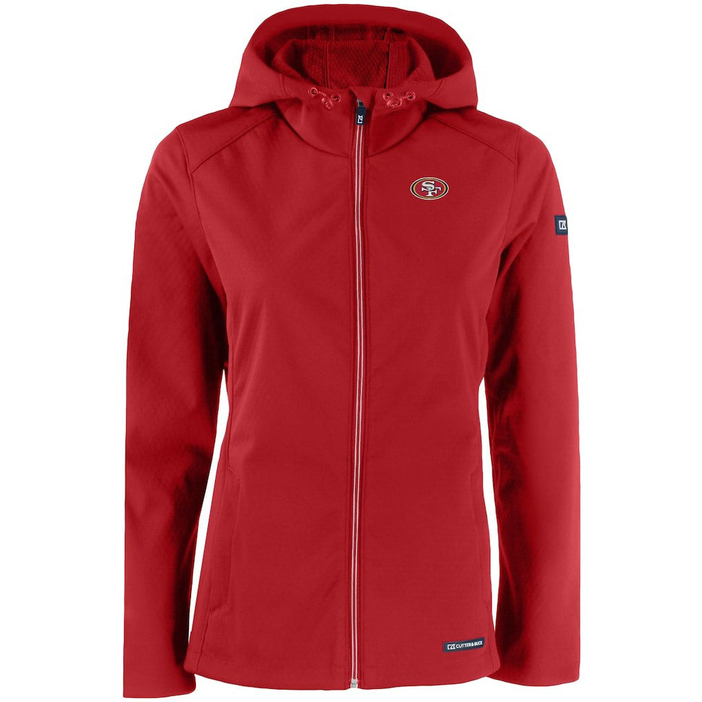 Cutter & Buck Women's Evoke Eco Softshell Recycled Full-Zip Hooded Jacket - San Francisco 49ers
