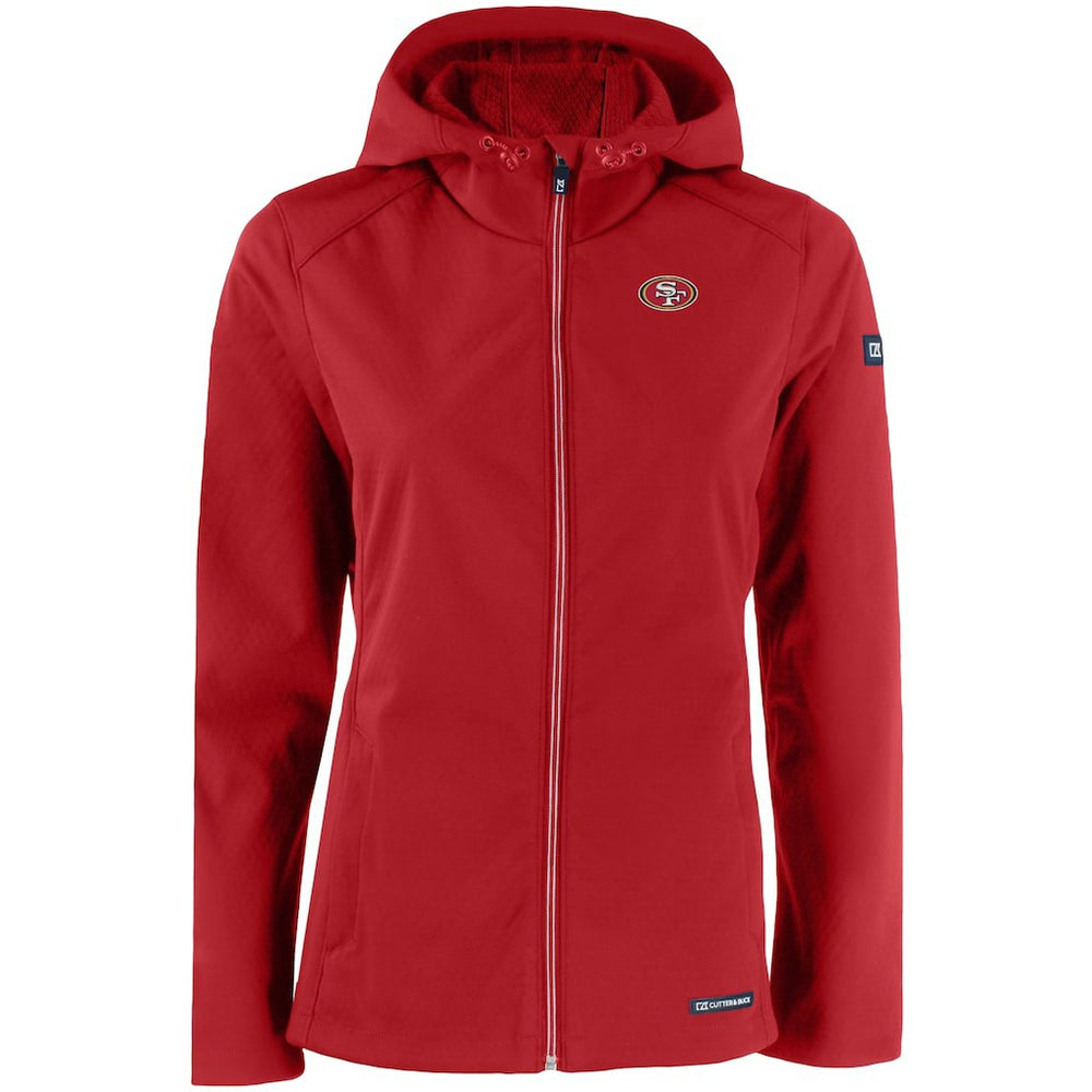 Cutter & Buck Women's Evoke Eco Softshell Recycled Full-Zip Hooded Jacket - San Francisco 49ers