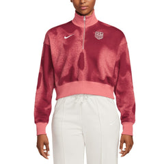 USMNT Women's Phoenix Fleece Cropped Quarter-Zip Jacket - Nike Pink
