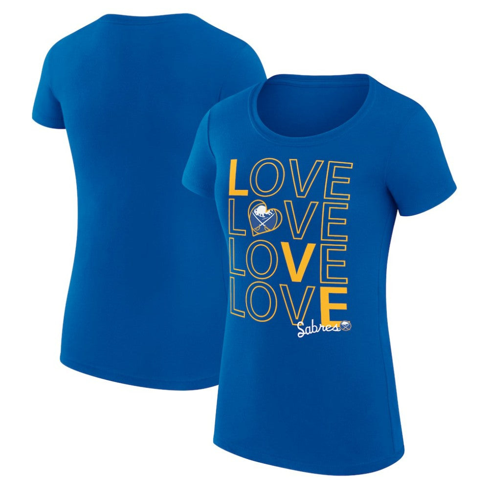 NHL Royal Buffalo Sabres G-III 4Her by Carl Banks Women's Super-Slim Fit Lightweight Hockey Love T-Shirt