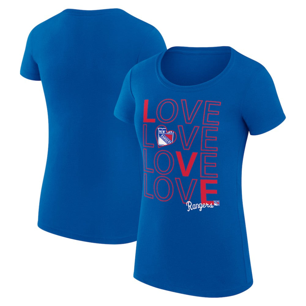 NHL Royal New York Rangers G-III 4Her by Carl Banks Women's Super-Slim Fit Lightweight Hockey Love T-Shirt