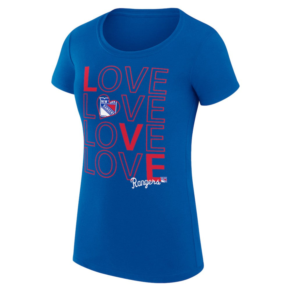 NHL Royal New York Rangers G-III 4Her by Carl Banks Women's Super-Slim Fit Lightweight Hockey Love T-Shirt