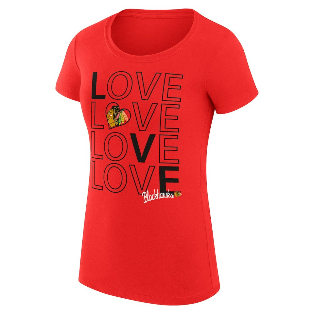 NHL Red Chicago Blackhawks G-III 4Her by Carl Banks Women's Super-Slim Fit Lightweight Hockey Love T-Shirt