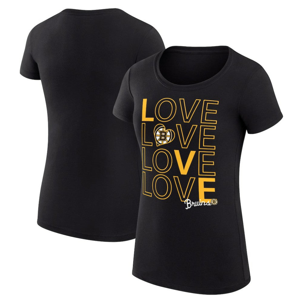 NHL Black Boston Bruins G-III 4Her by Carl Banks Women's Super-Slim Fit Lightweight Hockey Love T-Shirt