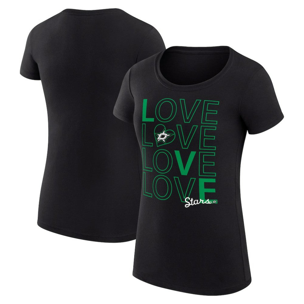 NHL Black Dallas Stars G-III 4Her by Carl Banks Women's Super-Slim Fit Lightweight Hockey Love T-Shirt