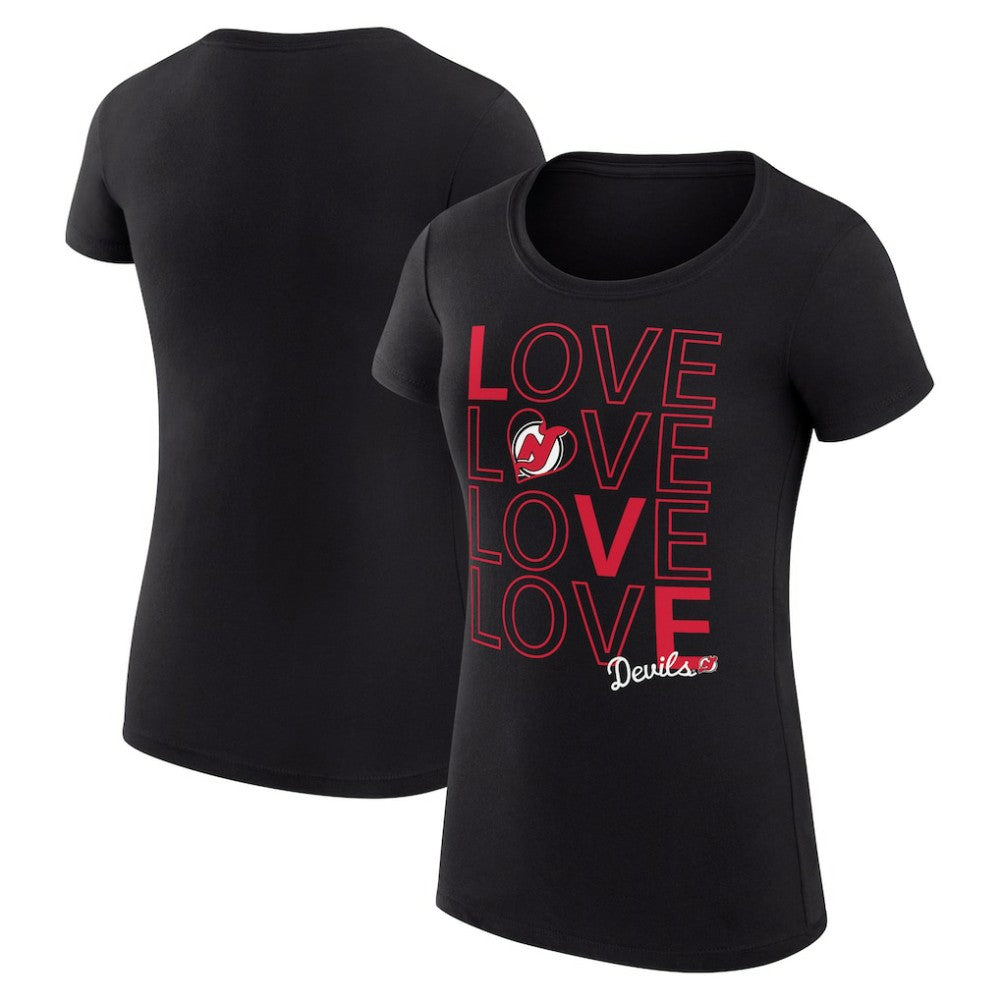 NHL Black New Jersey Devils G-III 4Her by Carl Banks Women's Super-Slim Fit Lightweight Hockey Love T-Shirt