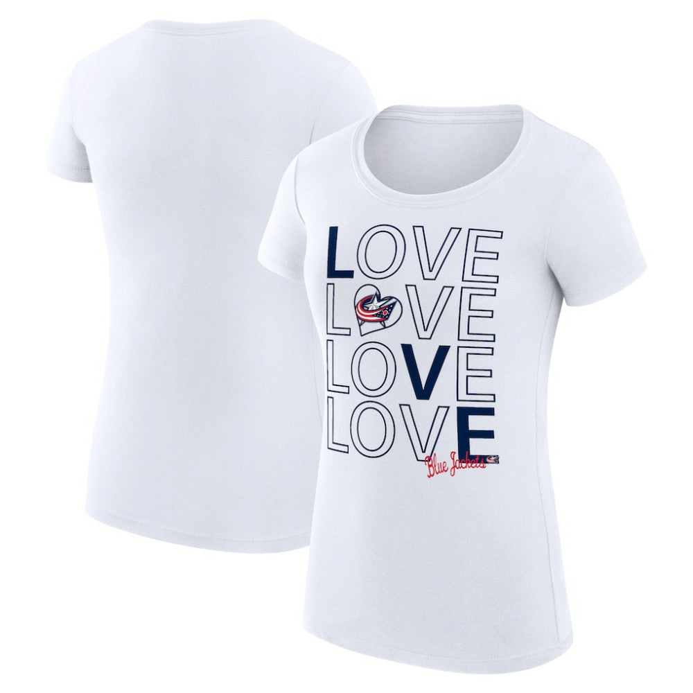 NHL White Columbus Blue Jackets G-III 4Her by Carl Banks Women's Super-Slim Fit Lightweight Hockey Love T-Shirt