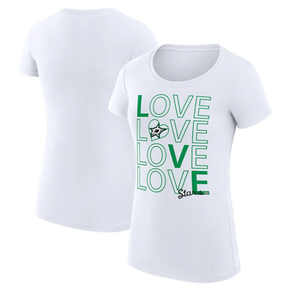 NHL White Dallas Stars G-III 4Her by Carl Banks Women's Super-Slim Fit Lightweight Hockey Love T-Shirt