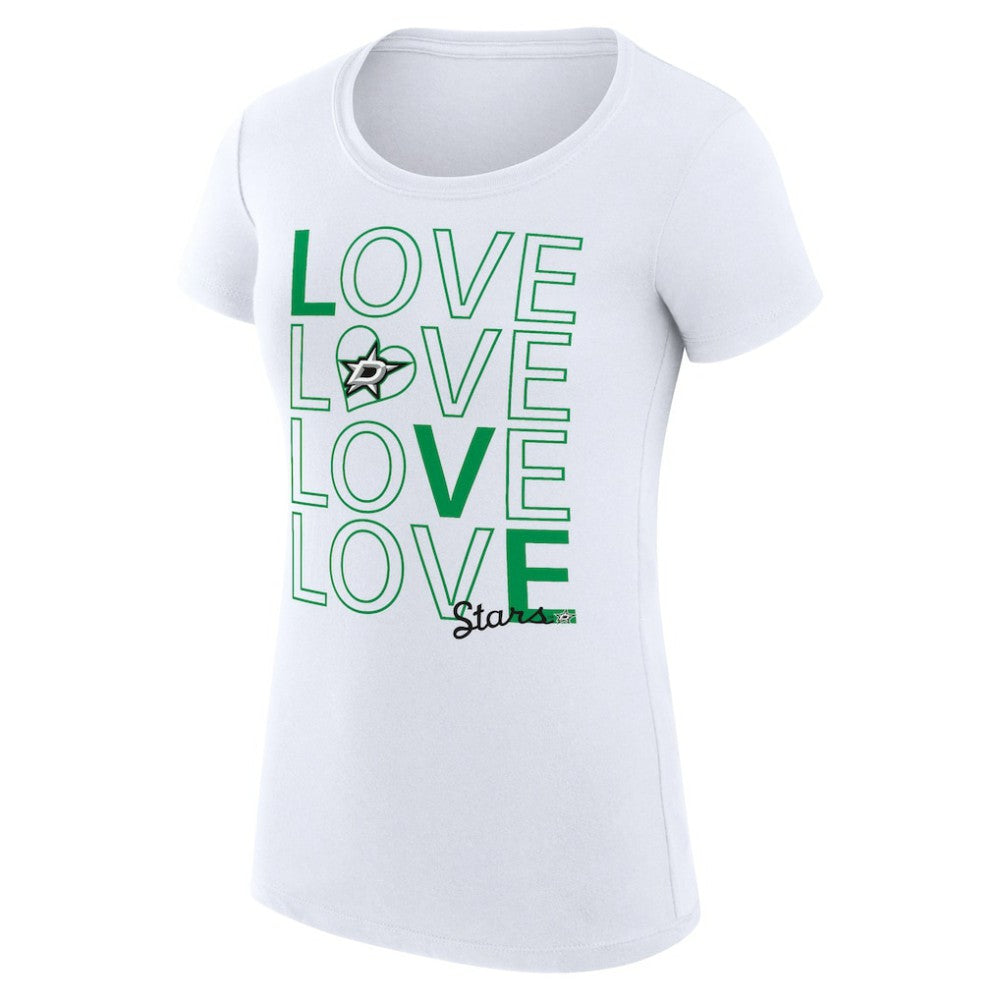 NHL White Dallas Stars G-III 4Her by Carl Banks Women's Super-Slim Fit Lightweight Hockey Love T-Shirt