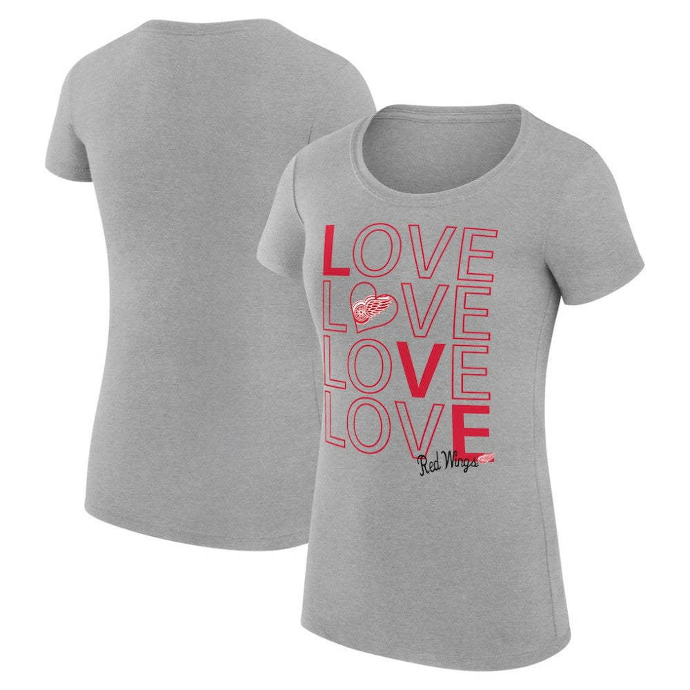 NHL Heather Gray Detroit Red Wings G-III 4Her by Carl Banks Women's Super-Slim Fit Lightweight Hockey Love T-Shirt