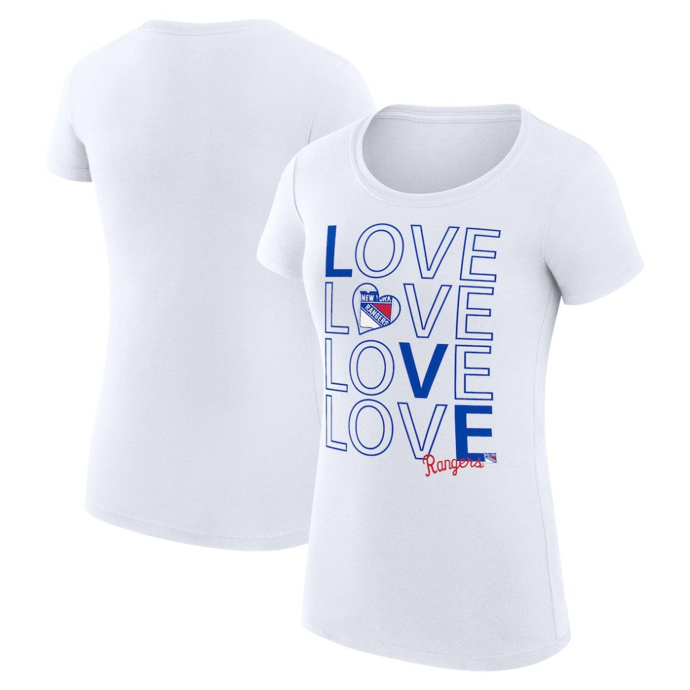 NHL White New York Rangers G-III 4Her by Carl Banks Women's Super-Slim Fit Lightweight Hockey Love T-Shirt
