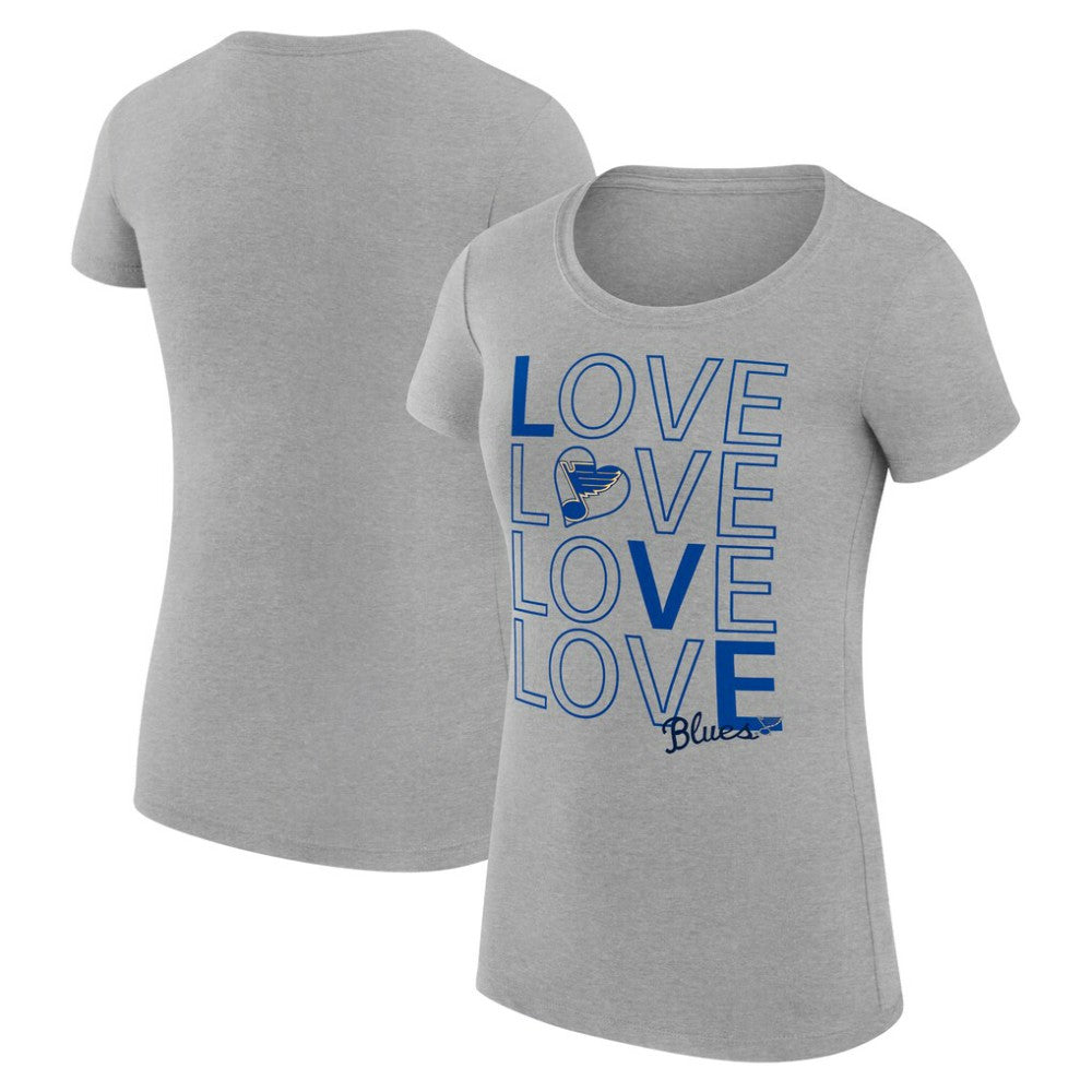 NHL Heather Gray St. Louis Blues G-III 4Her by Carl Banks Women's Super-Slim Fit Lightweight Hockey Love T-Shirt