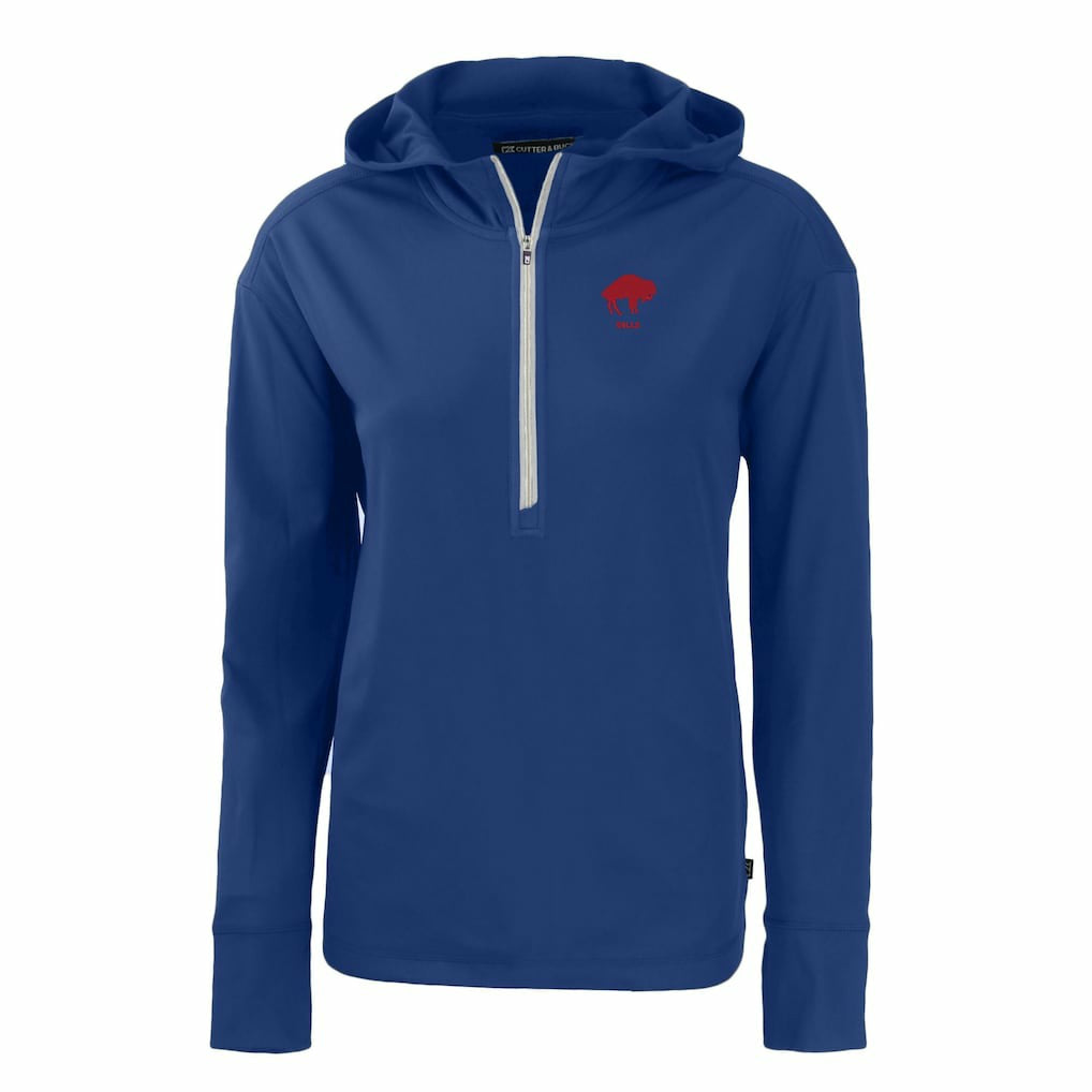 Cutter & Buck Women's Throwback Daybreak Eco Recycled Half-Zip Hoodie - Buffalo Bills