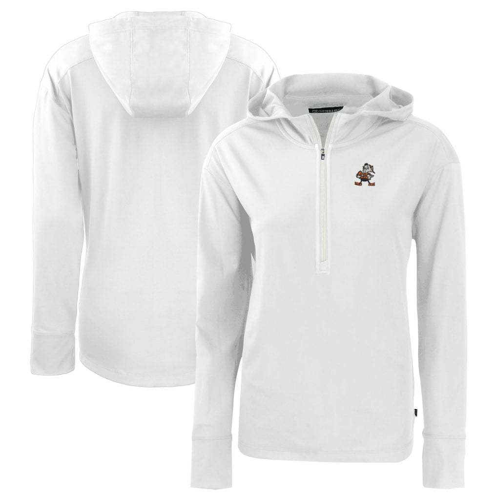 Cutter & Buck Women's Throwback Daybreak Eco Recycled Half-Zip Hoodie - Cleveland Browns