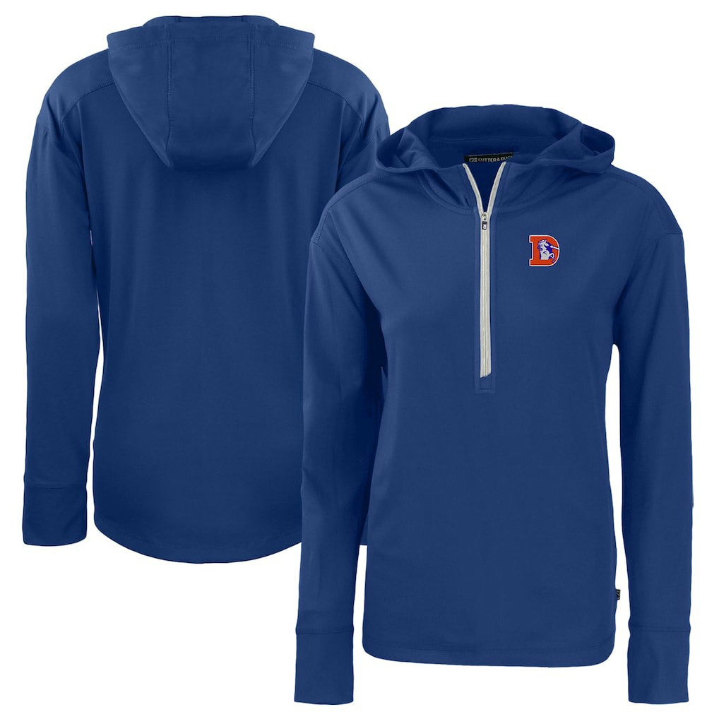 Cutter & Buck Women's Throwback Daybreak Eco Recycled Half-Zip Hoodie - Denver Broncos