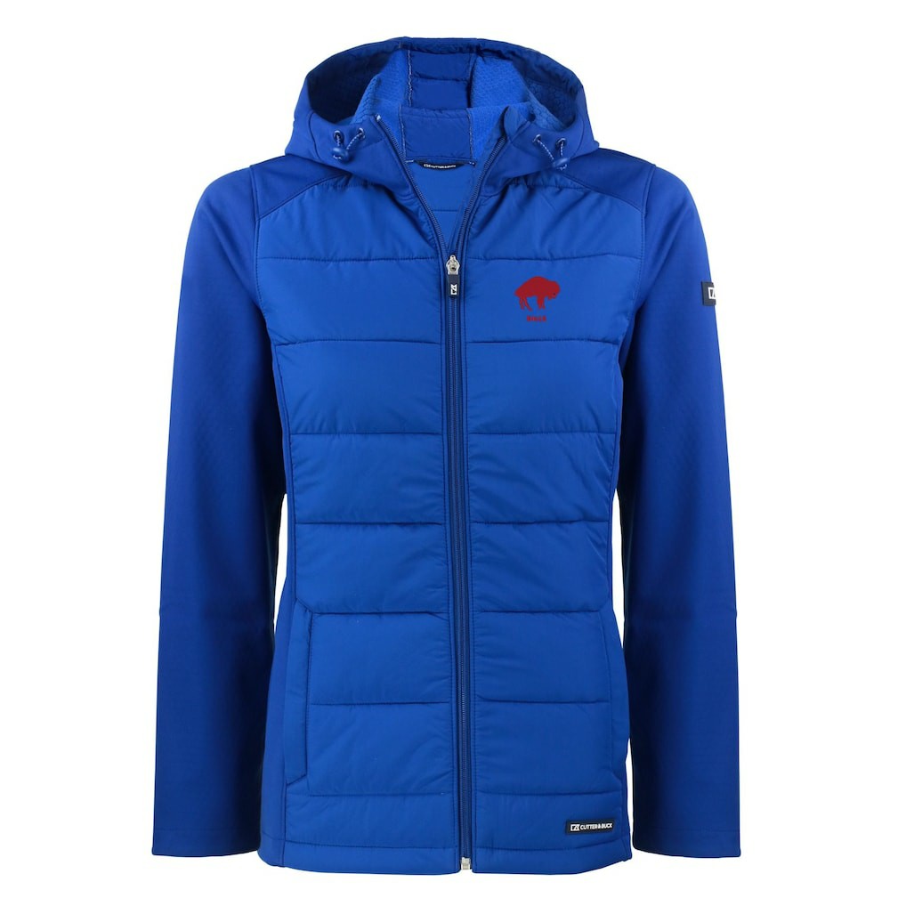 Cutter & Buck Women's Throwback Evoke Hybrid Eco Softshell Recycled Full-Zip Hoodie Jacket - Buffalo Bills