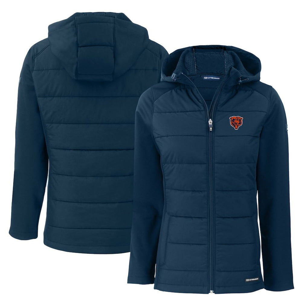 Cutter & Buck Women's Throwback Evoke Hybrid Eco Softshell Recycled Full-Zip Hoodie Jacket - Chicago Bears