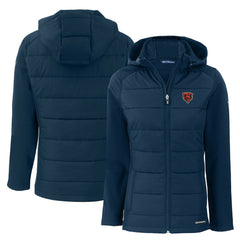 Cutter & Buck Women's Throwback Evoke Hybrid Eco Softshell Recycled Full-Zip Hoodie Jacket - Chicago Bears