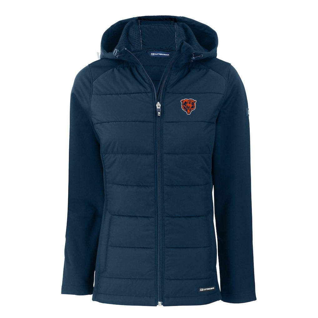 Cutter & Buck Women's Throwback Evoke Hybrid Eco Softshell Recycled Full-Zip Hoodie Jacket - Chicago Bears