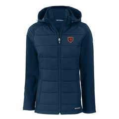 Cutter & Buck Women's Throwback Evoke Hybrid Eco Softshell Recycled Full-Zip Hoodie Jacket - Chicago Bears