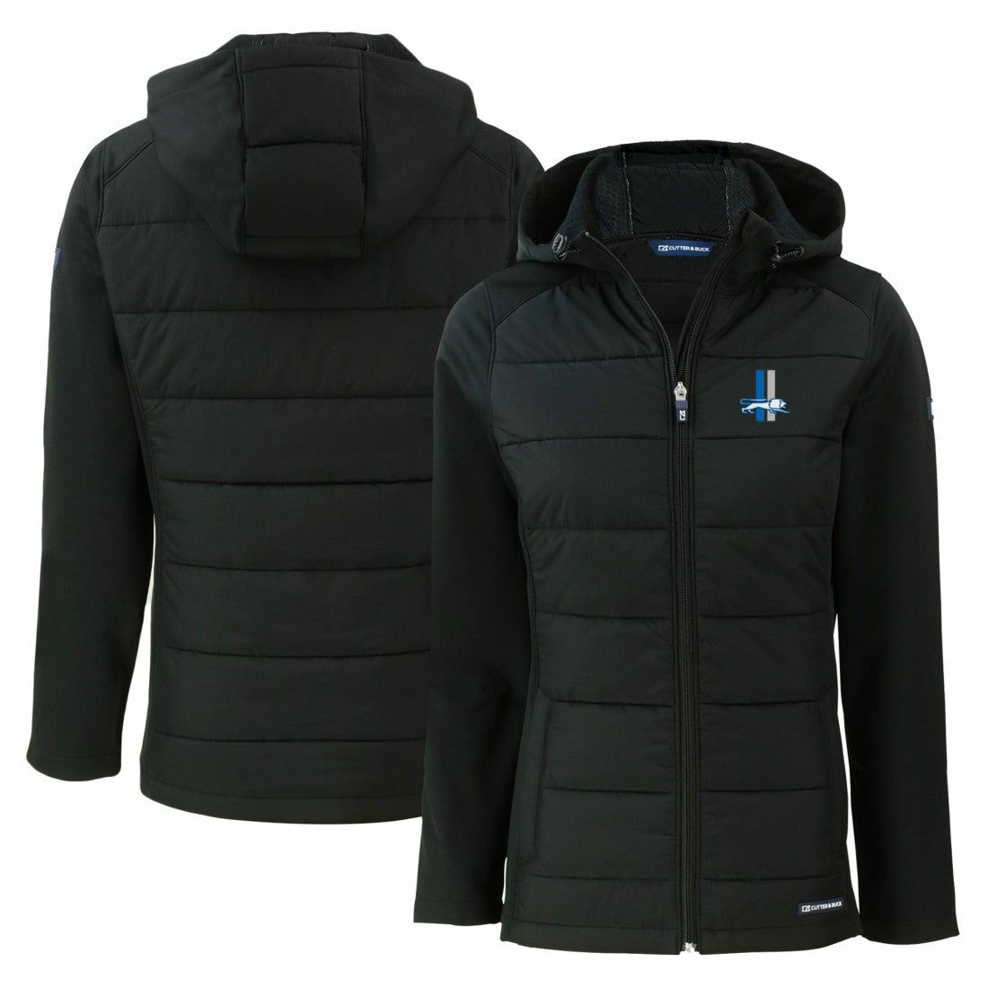 Cutter & Buck Women's Throwback Evoke Hybrid Eco Softshell Recycled Full-Zip Hoodie Jacket - Detroit Lions